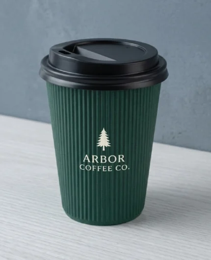 Ripple wall coffee cup in black color
